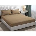 Filymore Stripe Cream Bedsheet for Double/King Size Bed (90x95 inches) with Two Pillow Covers, Made with 300 TC Microfiber Solid Satin Striped Design, Perfect for Double, Bed Size.