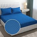 Filymore 300 TC Microfiber Solid Embossed Check Double/King Size Bedsheet with 2 Pillow Covers (90x95 Inches) – Soft, Durable Blue Single Color Bedcover for Home &amp; Hotel Use