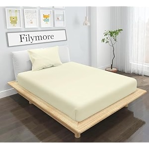 filymore cream single bedsheet 240 tc made with pure microfiber plain solid cream color bedsheet for double bed with 1 pillow cover size 90x60 inchs