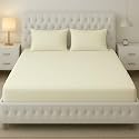 Filymore 240 TC Cream Solid Microfiber Double Bedsheet with 2 Pillow Covers (Queen Size, 90x90 inches)