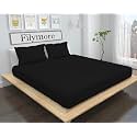 Filymore Plain Solid Black Double Bed Sheet 240 Tc Made with Pure Microfiber Single Color Bedsheet for Double/King Size Bed with 2 Pillow Cover (Black) (Size 90X95 inchs)