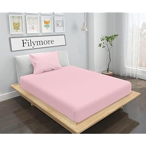 filymore solid pink single bed bedsheet with 1 pillow cover  240 tc microfiber plain bedsheet  soft amp durable size 90 x 60 inches
