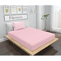 Filymore Solid Pink Single Bed Bedsheet with 1 Pillow Cover | 240 TC Microfiber Plain Bedsheet | Soft &amp; Durable, Size 90 x 60 Inches