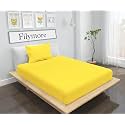 Filymore Plain Solid Yellow Single Bed Sheet 240 Tc Microfiber Solid Color Bedsheet for Single Size Bed with 1 Pillow Cover (Size :90X60 inchs) (Yellow)