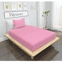 Filymore Pink Solid Plain 240 TC Single Bedsheet Set with 1 Pillow Cover, Soft Microfiber Bed Sheet for Single Bed, Comfortable and Durable Bedding, Easy Care, Size 90x60 Inches