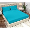 Filymore Satin Stripe Aqua Bedsheet for Double/King Size Bed (90x95 inches) with Two Pillow Covers, Made with 300 TC Microfiber Solid Satin Striped Design, Perfect for Double Bed Size.