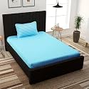 Filymore Satin Striped Aqua Bedsheet for Single Bed (90x60 inches) with One Pillow Covers, Made with 300 TC Microfiber Solid Satin Striped Design, Perfect for Single, Bed Size.