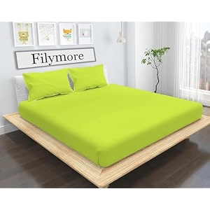 filymore green king size bedsheet set  240 tc microfiber  plain solid color double bed sheet with 2 pillow covers 90x95 inches