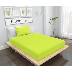 filymore green king size bedsheet set  240 tc microfiber  plain solid color double bed sheet with 2 pillow covers 90x95 inches
