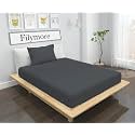Filymore Solid Dark Grey bedsheet 240 Tc Microfiber Solid Single Color Bedsheet/bedcover for Singlesize Bed with 1 Pillow Cover (Size :90X60 inchs, Single, Dark Gray)