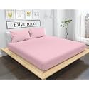 Filymore Rose Pink Solid Double bedsheet for Double/King Size Bed Microfiber 240 Tc Fabric Single Color Bedcover with 2 Pillow Cover for Girls Room (Size 90X95 inchs) (Rose Pink)