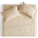 Filymore Super King Size Striped Dark Grey Bedsheet for Double/King Bed Size XXL (108 x 108 inches) with Two King Size Pillow Covers, 300 TC Microfiber Solid Satin Striped Embossed, for King Size Bed.