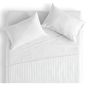 filymore super king size striped white bedsheet for doubleking bed size xxl 108 x 108 inches with two king size pillow covers 300 tc microfiber solid satin striped embossed for king size bed