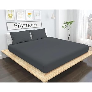 filymoreplain solid darkgrey bedsheet 240 tc made with pure microfiber plain color bedsheet for double bed with 2 pillow cover size 90x90 inchs queen dark gray