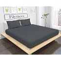 FilymorePlain Solid Darkgrey bedsheet 240 Tc Made with Pure Microfiber Plain Color Bedsheet for Double Bed with 2 Pillow Cover (Size :90X90 inchs) (Queen, Dark Gray)