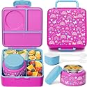 Fimibuke Bento Box for Kids Adult, BPA Free &amp; Leakproof Toddler Lunch Box with 8.5oz Insulated Food Jar, Utensils &amp; Sauce Jar, Dishwasher Safe 3 or 4 Compartment Container for School Girl Boy