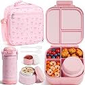 Fimibuke Kids Bento Lunch Box w/Insulated Water Bottle, Lunch Bag &amp; Thermo