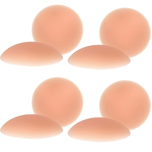 fims - fashion is my style women39s reusable nipple cover silicone breast petals lightly pad adhesive thin pasties skin 4-pair 8 pieces freesize beige