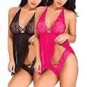 FIMS - Fashion is my style Women's Net Floral Above Knee Babydoll Nightwear