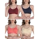 FIMS - Fashion is my style Women Cotton Sports Bra for Gym, Yoga, Running Bra for Girls, Racer Back, Full Coverage, Multicolor, Cup B, See Main Image to Check How Many Bra You Will Get