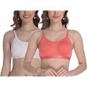 FIMS - Fashion is my style Women Cotton Sports Bra for Gym, Yoga, Running Bra for Girls, Racer Back, Full Coverage, Multicolor, Cup B, See Main Image to Check How Many Bra You Will Get
