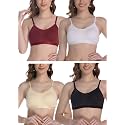 FIMS - Fashion is my style Women Cotton Sports Bra for Gym, Yoga, Running Bra for Girls, Racer Back, Full Coverage, Multicolor, Cup B, See Main Image to Check How Many Bra You Will Get