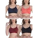 FIMS - Fashion is my style Women Cotton Sports Bra for Gym, Yoga, Running Bra for Girls, Racer Back, Full Coverage, Multicolor, Cup B, See Main Image to Check How Many Bra You Will Get