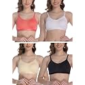 FIMS - Fashion is my style Women Cotton Sports Bra for Gym, Yoga, Running Bra for Girls, Racer Back, Full Coverage, Multicolor, Cup B, See Main Image to Check How Many Bra You Will Get