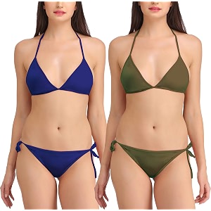 fims - fashion is my style women satin lycra bikini set non-padded lingerie set pack of 2 multicolor