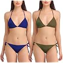 FIMS - Fashion is my style Women Satin Lycra Bikini Set Non-Padded Lingerie Set Pack of 2 Multicolor