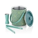 FINALITY Stainless Steel Double Walled Insulated Ice Bucket with Lid with Tong and V Peg Measure, 1 Liter (Green)