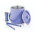 FINALITY Stainless Steel Double Walled Insulated Ice Bucket with Lid with Tong and V Peg Measure, 1 Liter (Sky Blue)