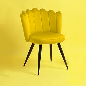 finch fox crown luxurious home collection dining chairs in yellow velvet material and stylish design with black powder coated metal legs