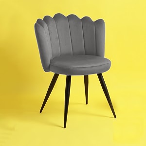 finch fox crown luxurious home collection dining chairs in dark grey velvet material and stylish design with black powder coated metal legs