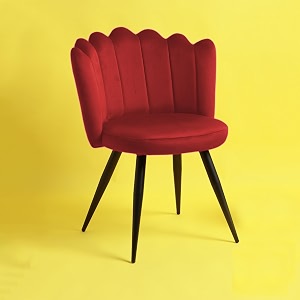 finch fox crown luxurious home collection dining chairs in red velvet material and stylish design with black powder coated metal legs