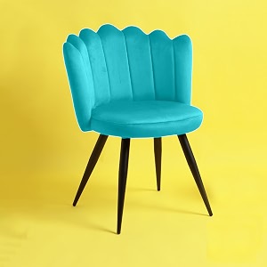 finch fox crown luxurious home collection dining chairs in sky blue velvet material and stylish design with black powder coated metal legs