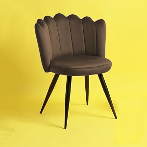 finch fox crown luxurious home collection dining chairs in dark brown velvet material and stylish design with black powder coated metal legs