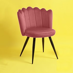 finch fox crown luxurious home collection dining chairs in pink velvet material and stylish design with black powder coated metal legs