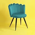 Finch Fox Crown Luxurious Home Collection Dining Chairs in Pista Velvet Material and Stylish Design with Black Powder Coated Metal Legs