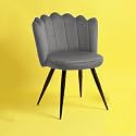 Finch Fox Crown Luxurious Home Collection Dining Chairs in Dark Grey Velvet Material and Stylish Design with Black Powder Coated Metal Legs