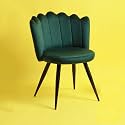 Finch Fox Crown Luxurious Home Collection Dining Chairs in Dark Green Velvet Material and Stylish Design with Black Powder Coated Metal Legs