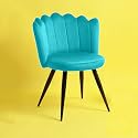 Finch Fox Crown Luxurious Home Collection Dining Chairs in Sky Blue Velvet Material and Stylish Design with Black Powder Coated Metal Legs