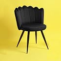 Finch Fox Crown Luxurious Home Collection Dining Chairs in Black Velvet Material and Stylish Design with Black Powder Coated Metal Legs