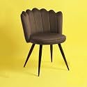 Finch Fox Crown Luxurious Home Collection Dining Chairs in Dark Brown Velvet Material and Stylish Design with Black Powder Coated Metal Legs