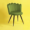 Finch Fox Crown Luxurious Home Collection Dining Chairs in Light Green Velvet Material and Stylish Design with Black Powder Coated Metal Legs