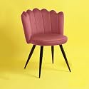 Finch Fox Crown Luxurious Home Collection Dining Chairs in Pink Velvet Material and Stylish Design with Black Powder Coated Metal Legs