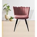 Finch Fox Finger Luxurious Home Collection Dining Chairs in Pink Velvet Material and Stylish Design with Black Powder Coated Metal Legs