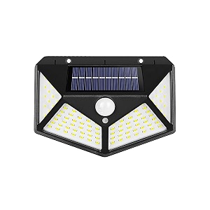 100 led solar wall light with 55v panel bis approved 800mah battery 120 wide angle wireless motion sensor ip44 rated security lamp for yard fence decor 1pc cool white