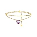 FindChic Birthstone Anklets for Women Layered Ankle Bracelets for Women