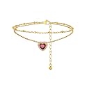 FindChic Birthstone Anklets for Women Layered Ankle Bracelets for Women